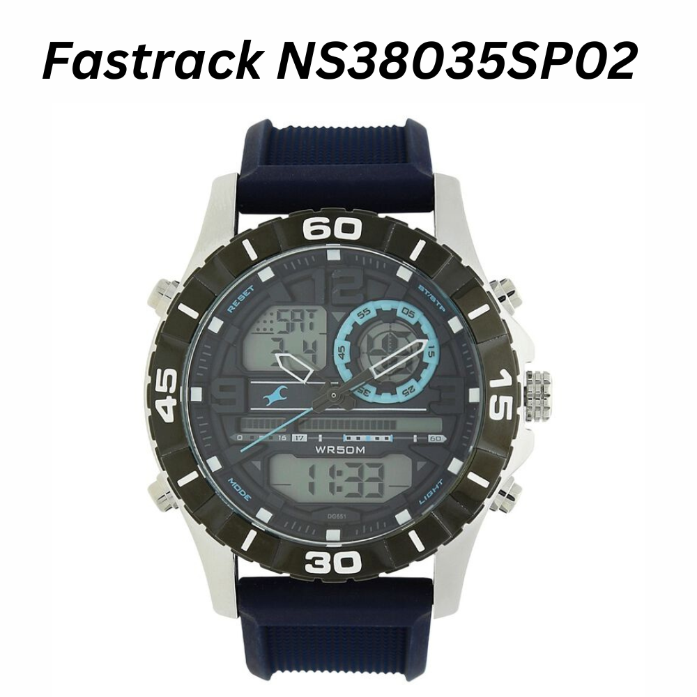 Fastrack NS38035SP02 Quartz Analog Digital Grey Dial Silicone Strap Watch