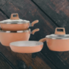 Kiam Die-Casting 7 Set Non-Stick Pan Ceramic Coated-Brown Color