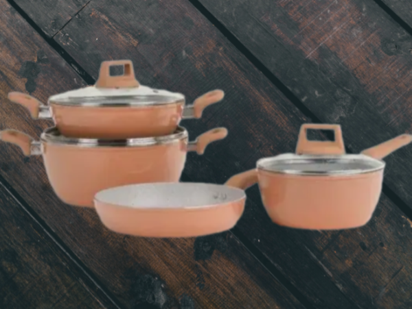 Kiam Die-Casting 7 Set Non-Stick Pan Ceramic Coated-Brown Color